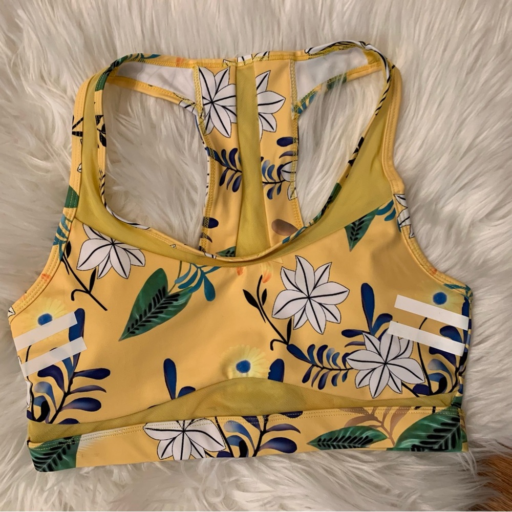 ZYIA Floral Reflective Light n Tight Mesh Sportbra Medium Yellow Floral Active